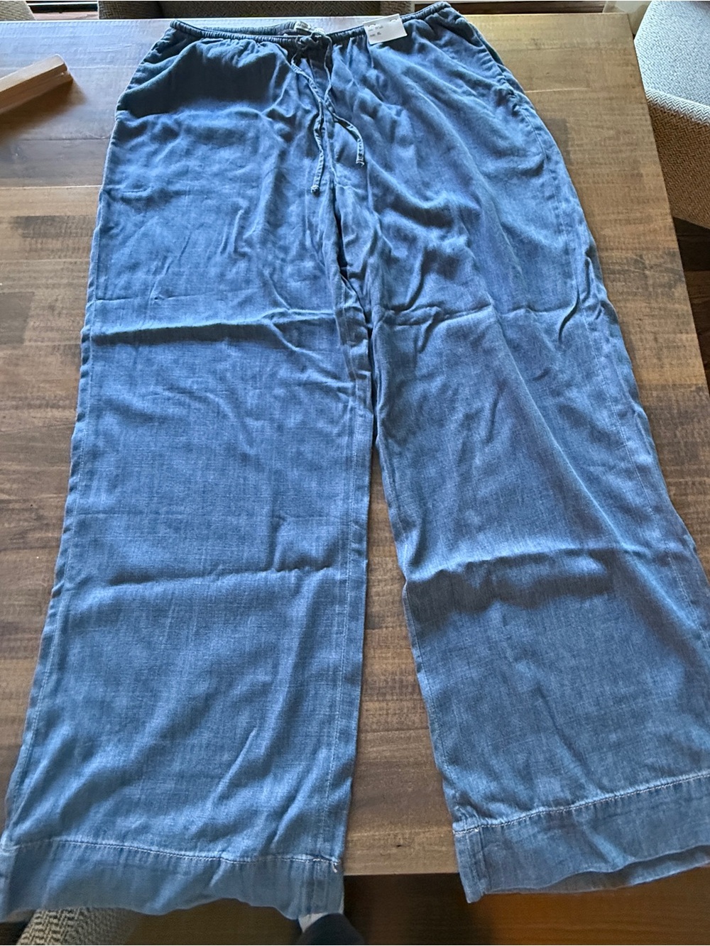 Women's Wide Denim Leg Drawstring Pants